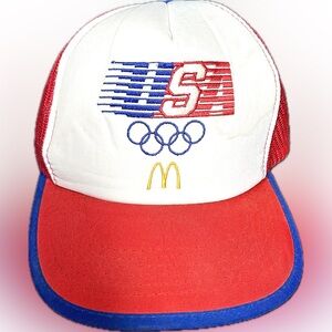 Vintage 1984 Olympics McDonald’s Snapback USA Foam Mesh Trucker Hat Cap